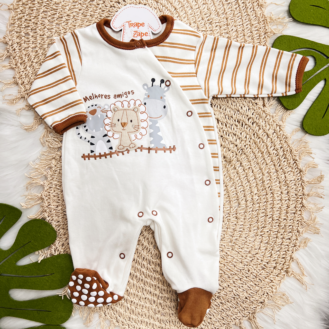 Macacão Malha Trape Zape - Melhores Amigos - Ferrugem e Off White